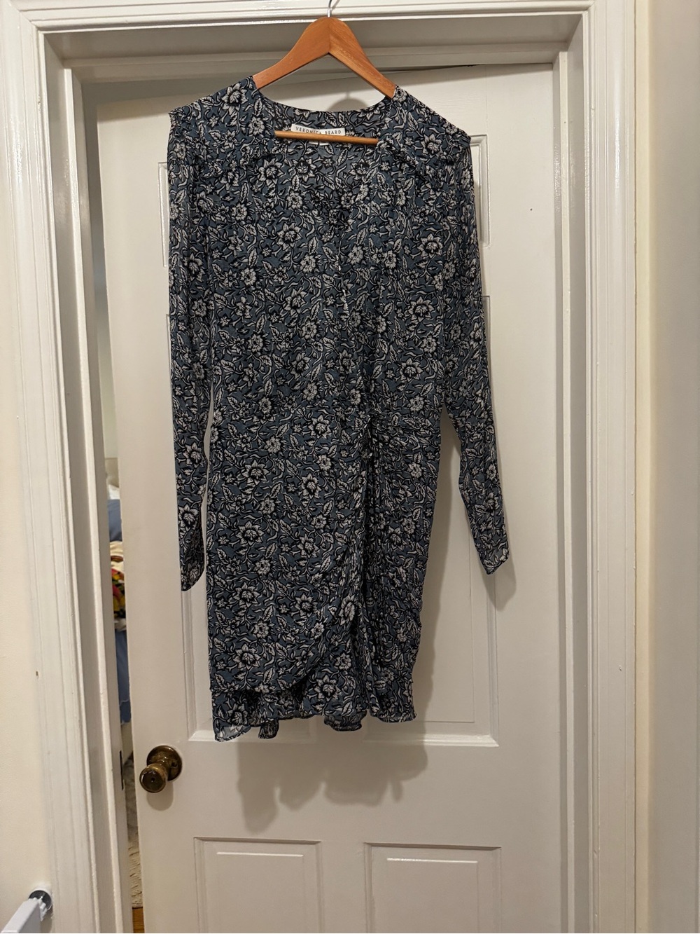 Veronica Beard Blue Floral Long-Sleeve Dress